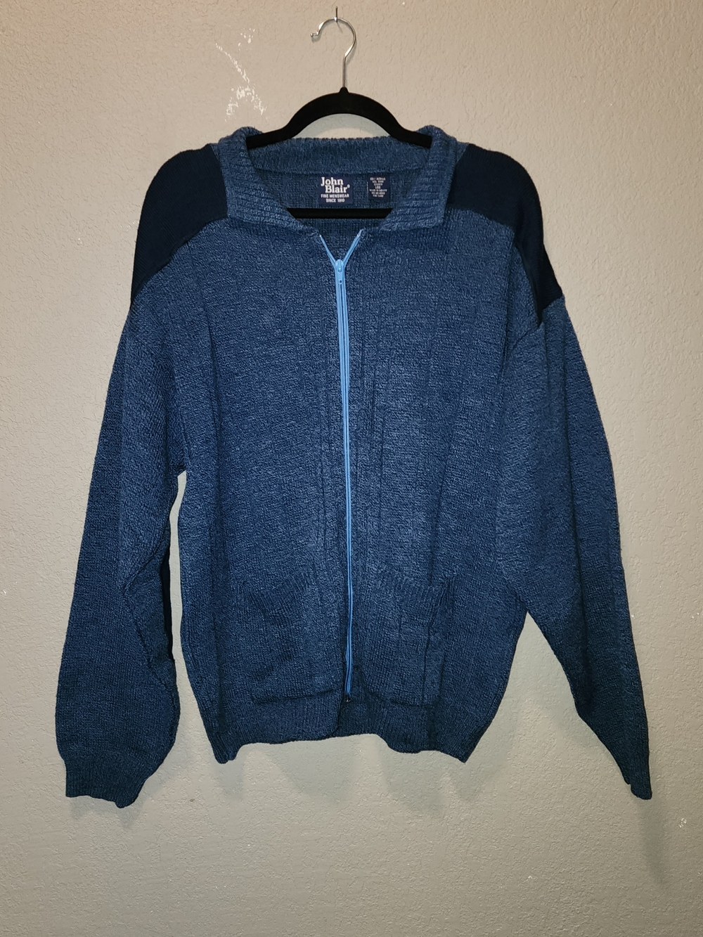 John Blair Men's Navy Blue Zip-Up Sweater | Large
